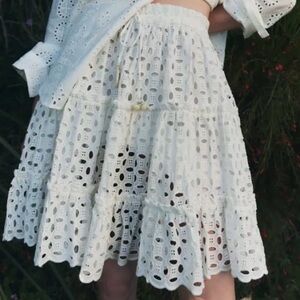 Zara White Eyelet A-Line Skirt